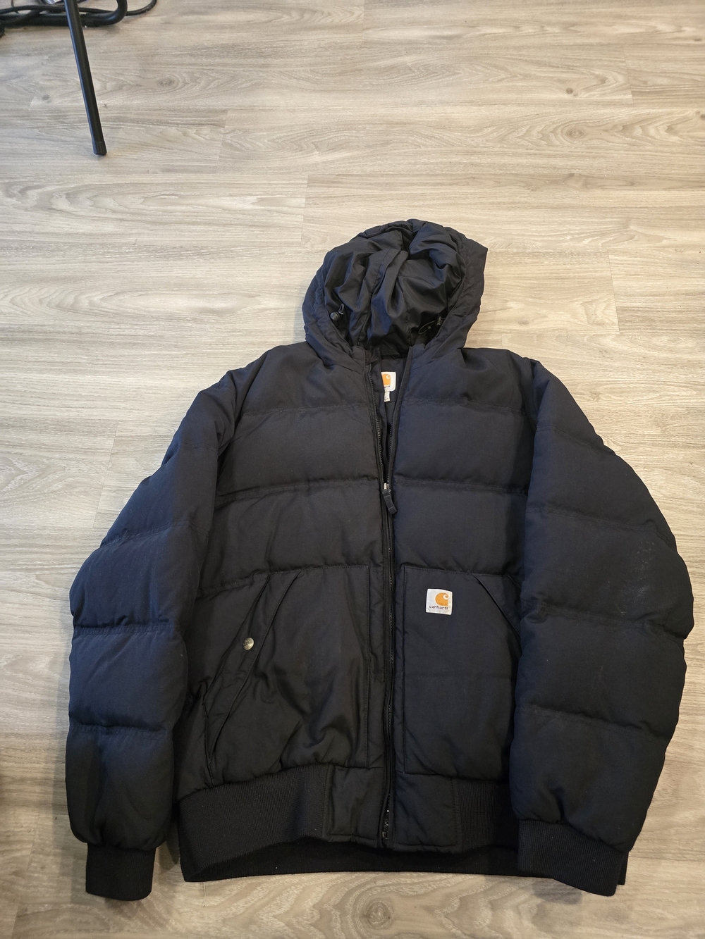 Vinatage Carhartt Black Hooded Puffer Jacket